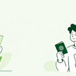 Illustration of the ZAB Statement of Comparability application process in Germany, showing a graduate with a university certificate, an applicant holding a passport, and a document verification checklist.